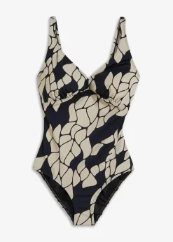 Damen bonprix Nachhaltigere Materialien|Shapewear|Light Shape-Badeanzug mit V-Ausschnitt