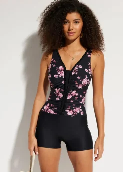 Damen bonprix Nachhaltigere Materialien|Shapewear|Light Shape-Badeanzug mit Bein