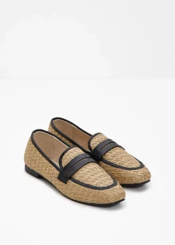 Damen bonprix Slipper & Halbschuhe|Loafer|Loafer in Stroh-Optik