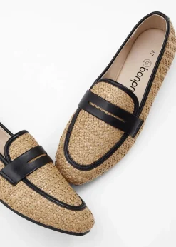Damen bonprix Slipper & Halbschuhe|Loafer|Loafer in Stroh-Optik
