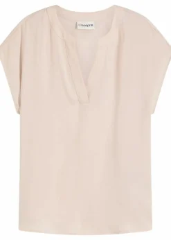 Discount Lockere Satin-Kurzarmtunika mit überschnittenen Schultern Damen Nachhaltigere Materialien|Blusen & Tuniken