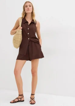 Damen bonprix Hosen|Shorts|Lockere Schlupf-Shorts aus strukturiertem Crêpe