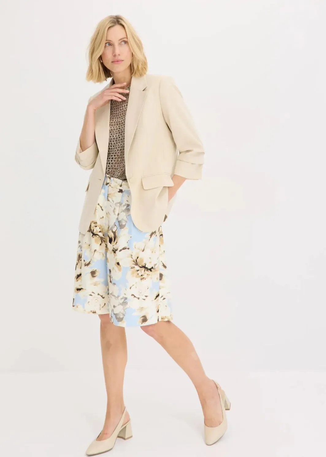 Damen bonprix Blazer|Bekleidung·Basics|Lockerer 3/4-Arm-Blazer aus Viskose