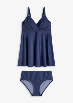 Discount Long Tankini (2-tlg.Set) in Jeansoptik Damen Bademode·Tankinis|Bademode·Große Cups D-F