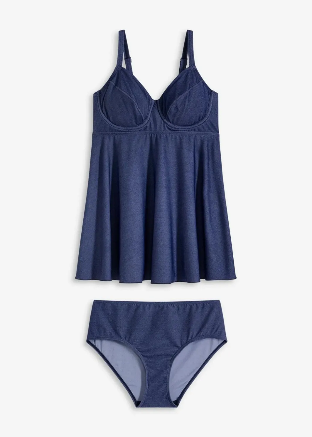 Damen bonprix Große Cups D-F|Tankinis|Long Tankini (2-tlg.Set) in Jeansoptik