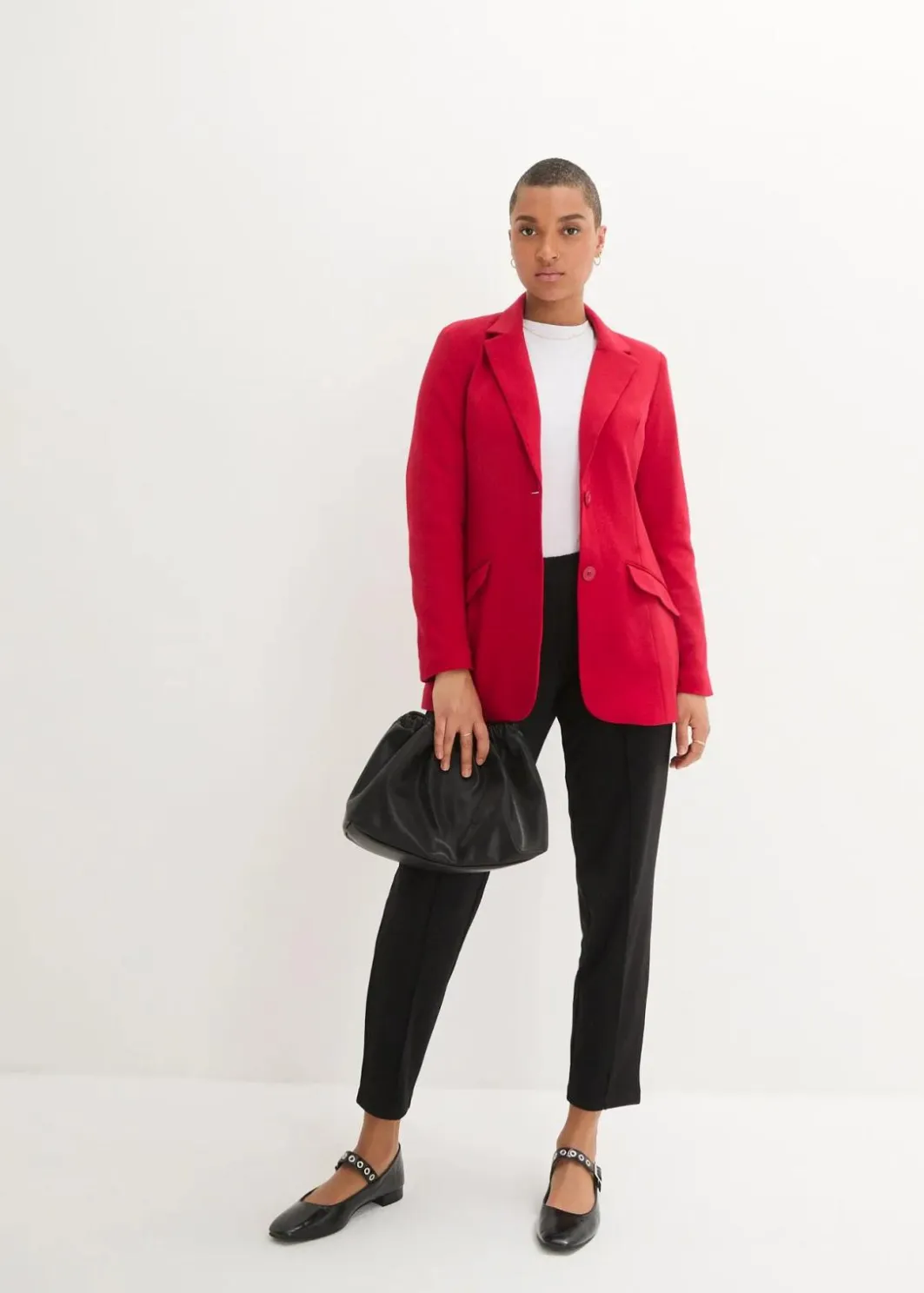 Damen bonprix Blazer|Nachhaltigere Materialien|Longblazer aus Baumwoll-Jersey