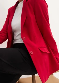 Damen bonprix Blazer|Nachhaltigere Materialien|Longblazer aus Baumwoll-Jersey