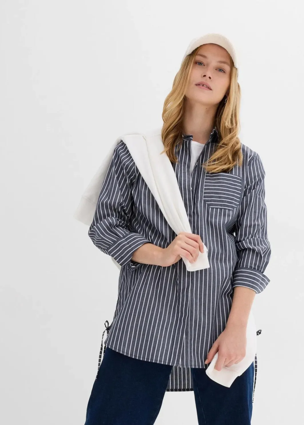 Damen bonprix Bekleidung·Jacken & Mäntel|Blusen & Tuniken|Longbluse aus reiner Baumwolle