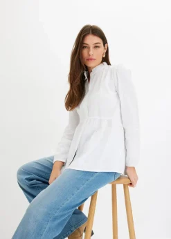 Damen bonprix Bekleidung·Jacken & Mäntel|Blusen & Tuniken|Longbluse aus Baumwoll-Mix