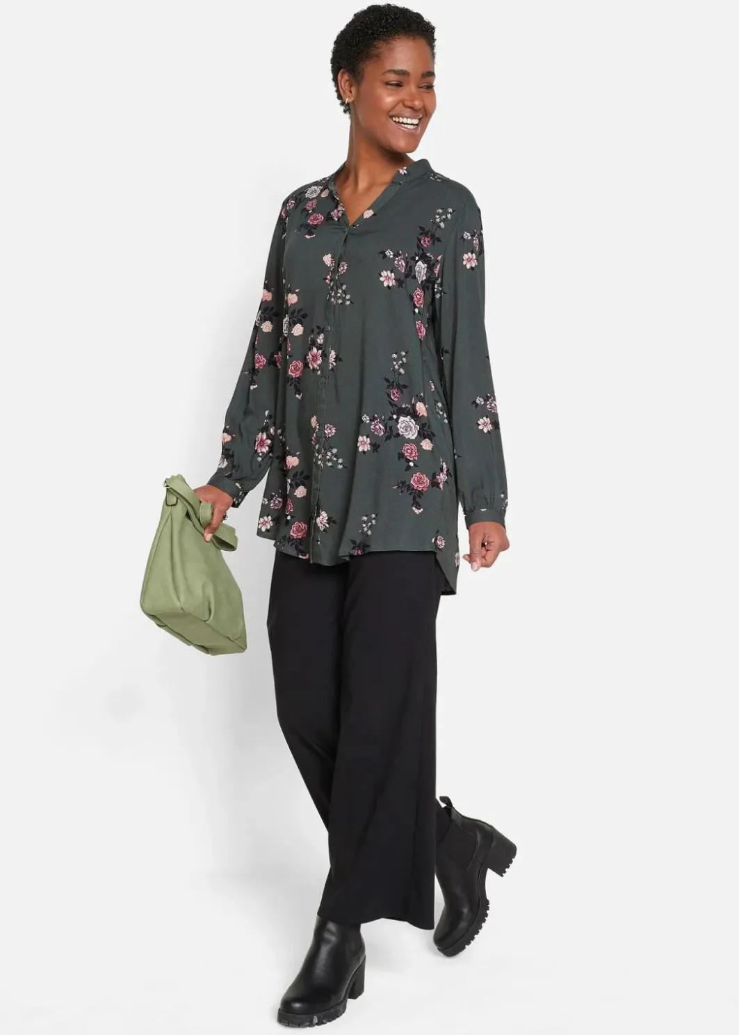 Damen bonprix Blusen & Tuniken|Nachhaltigere Materialien|Longbluse aus fließender Viskose