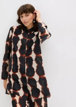 Damen bonprix Zweiteiler & Sets|Blusen & Tuniken|Longbluse mit Batik-Print