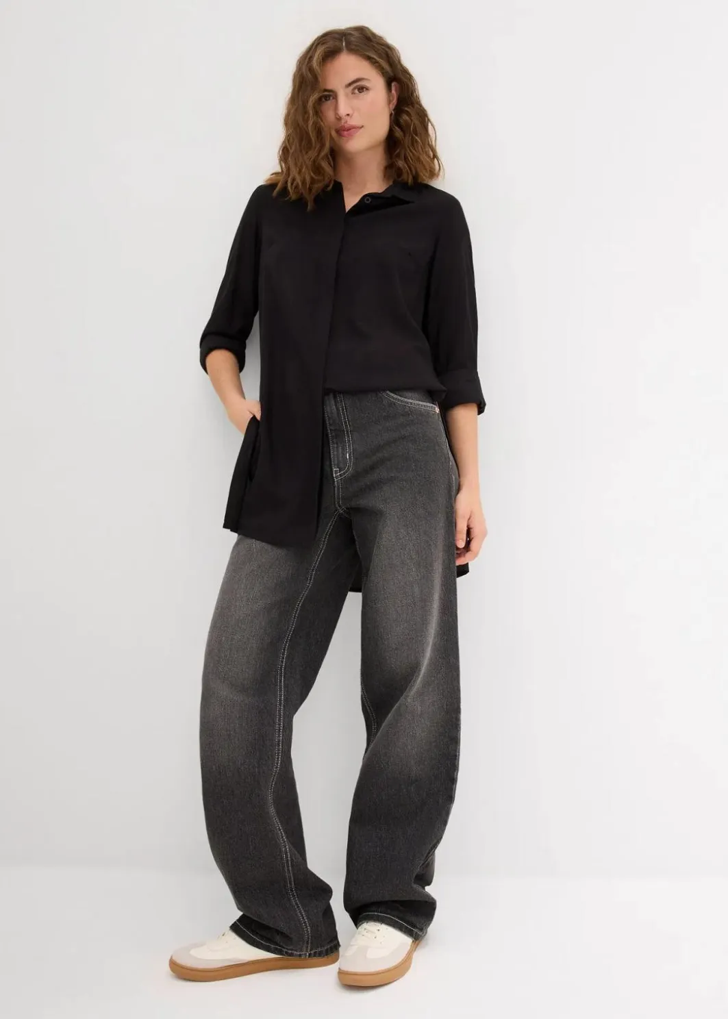 Discount Longbluse mit Schlitz aus fließender Viskose Damen Bekleidung·Jacken & Mäntel|Nachhaltigere Materialien