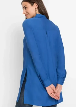 Damen bonprix Blusen & Tuniken|Nachhaltigere Materialien|Longbluse mit Schlitz aus fließender Viskose