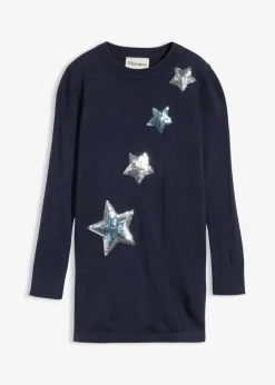Kinder bonprix Mädchen 2-8 Jahre·Sweat & Strick|Long-Feinstrickpullover mit Pailletten
