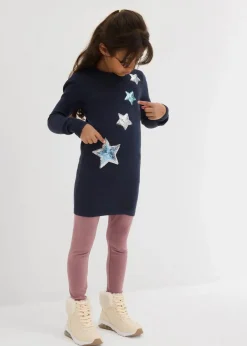 Kinder bonprix Mädchen 2-8 Jahre·Sweat & Strick|Long-Feinstrickpullover mit Pailletten