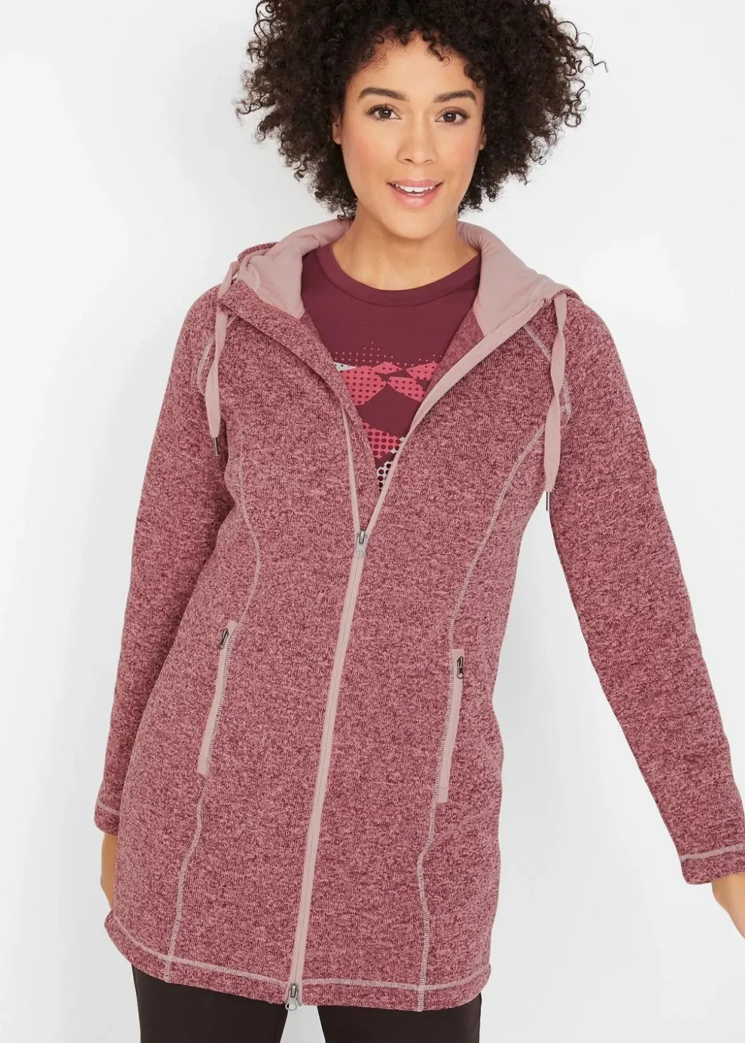 New Long-Fleecejacke mit Kapuze Damen Bekleidung·Blusen & Tuniken|Bekleidung·Hosen