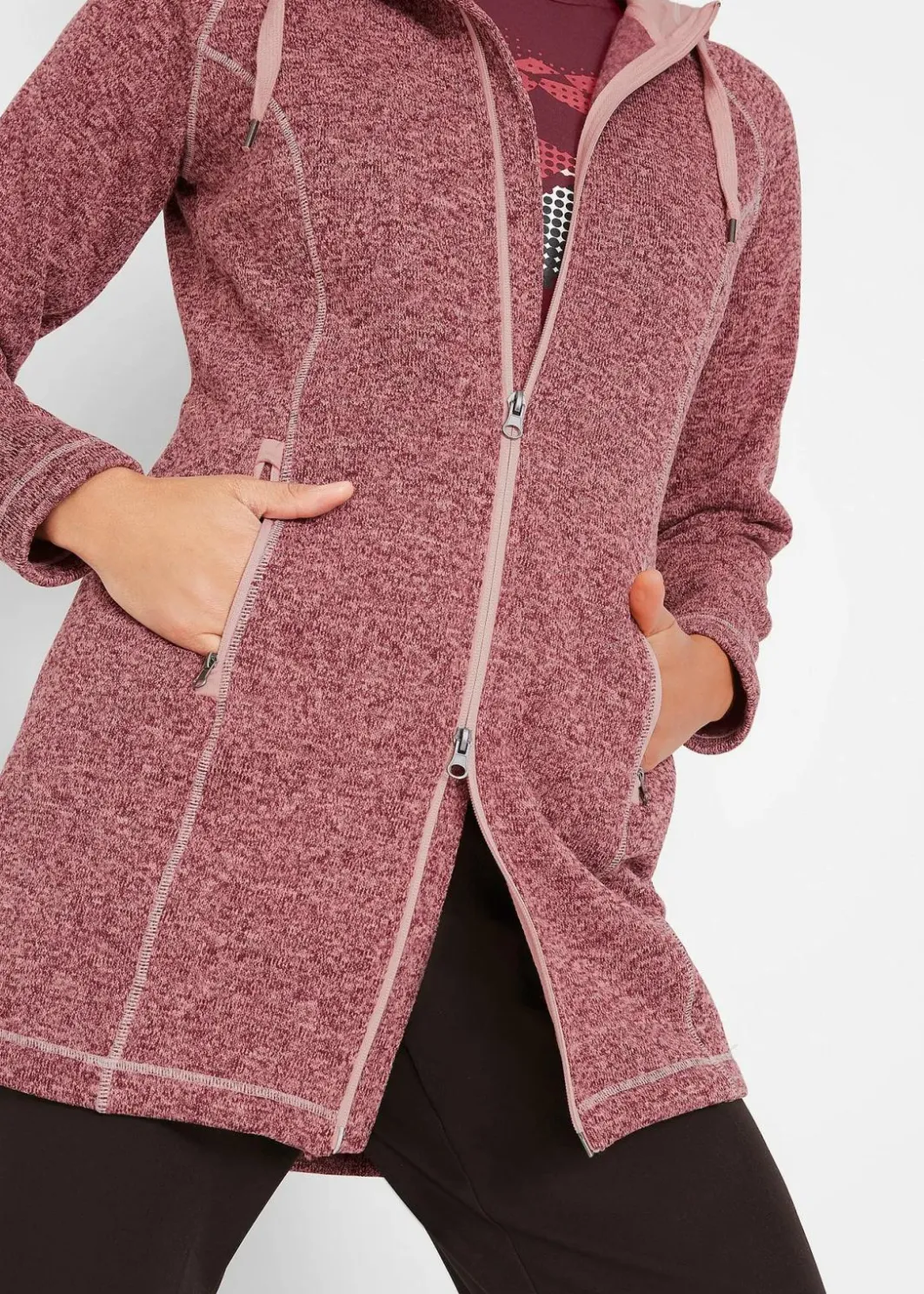 New Long-Fleecejacke mit Kapuze Damen Bekleidung·Blusen & Tuniken|Bekleidung·Hosen