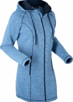 Damen bonprix Jacken & Mäntel|Sweat|Long-Fleecejacke mit Kapuze