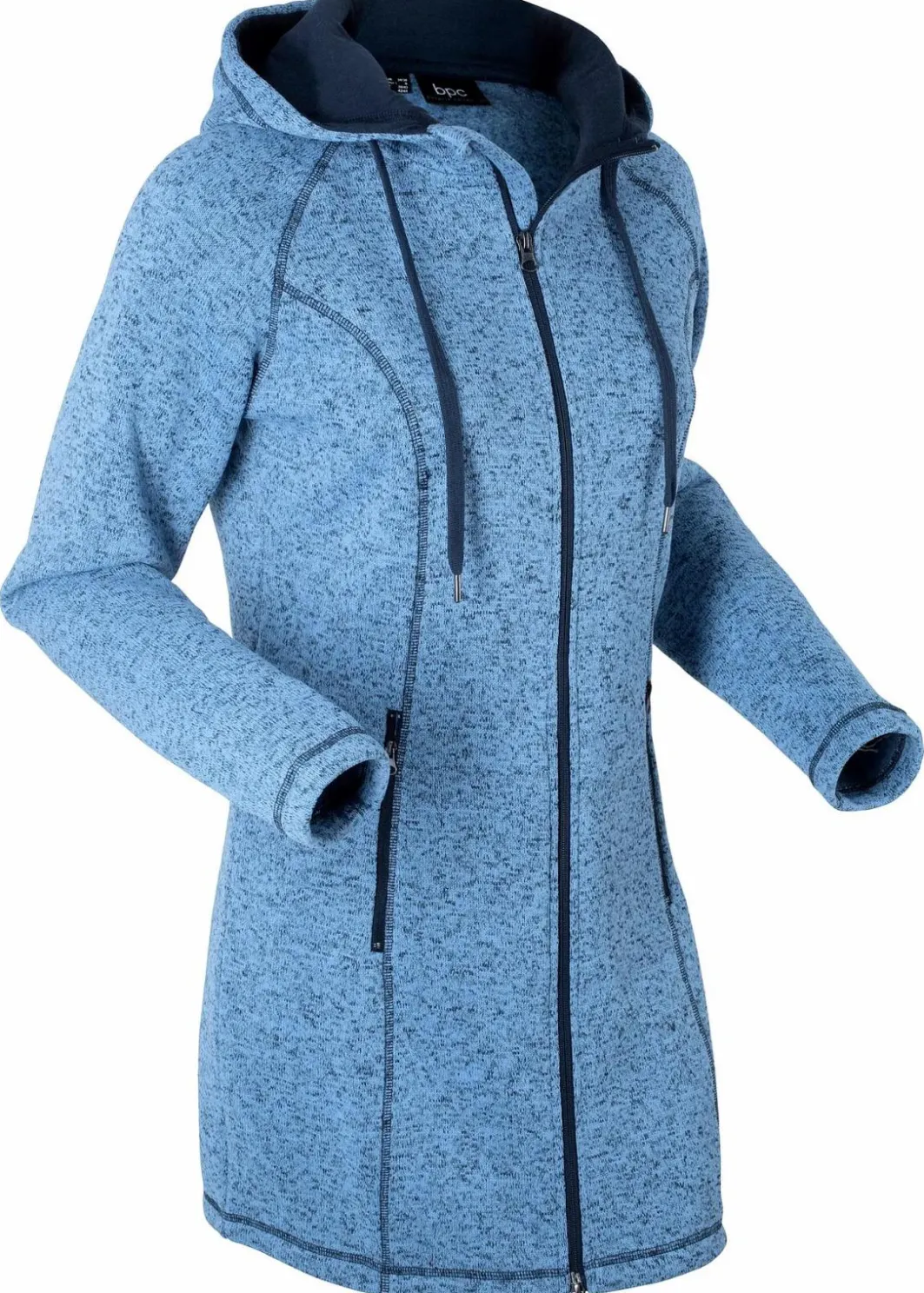 Damen bonprix Jacken & Mäntel|Sweat|Long-Fleecejacke mit Kapuze