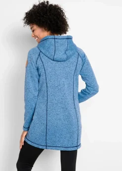 Damen bonprix Jacken & Mäntel|Sweat|Long-Fleecejacke mit Kapuze