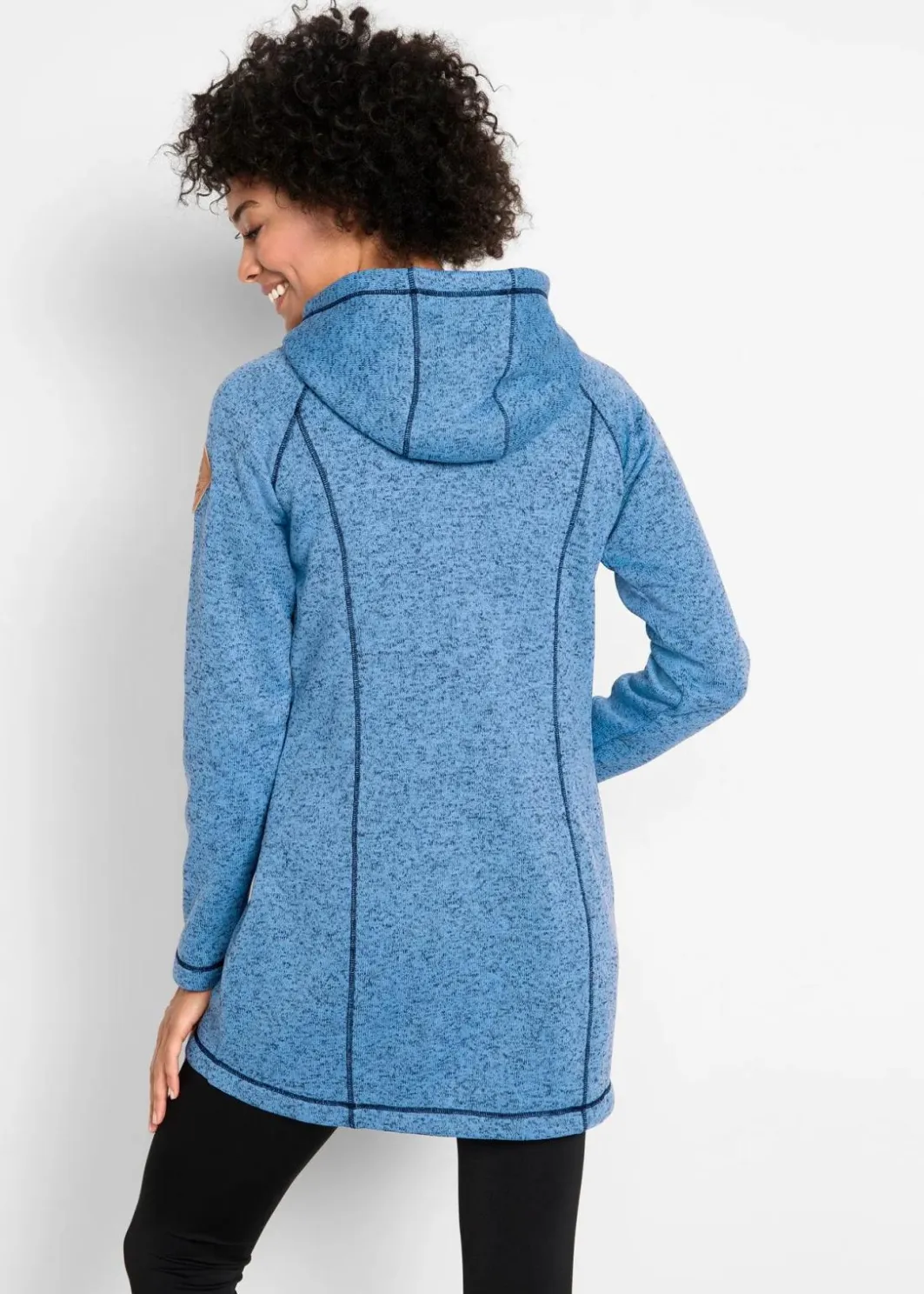 Damen bonprix Jacken & Mäntel|Sweat|Long-Fleecejacke mit Kapuze