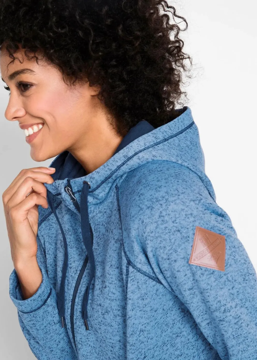 Damen bonprix Jacken & Mäntel|Sweat|Long-Fleecejacke mit Kapuze