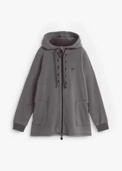 Damen bonprix Jacken & Mäntel|Sweat|Long-Fleecejacke mit Reißverschluss-Taschen