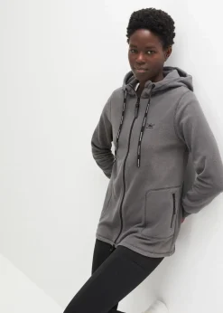 Damen bonprix Jacken & Mäntel|Sweat|Long-Fleecejacke mit Reißverschluss-Taschen