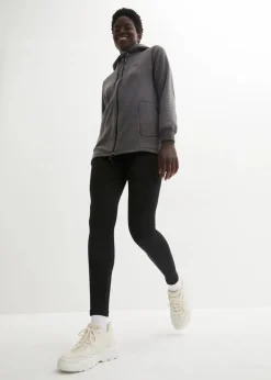 Damen bonprix Jacken & Mäntel|Sweat|Long-Fleecejacke mit Reißverschluss-Taschen
