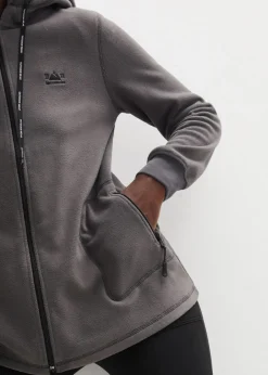 Damen bonprix Jacken & Mäntel|Sweat|Long-Fleecejacke mit Reißverschluss-Taschen