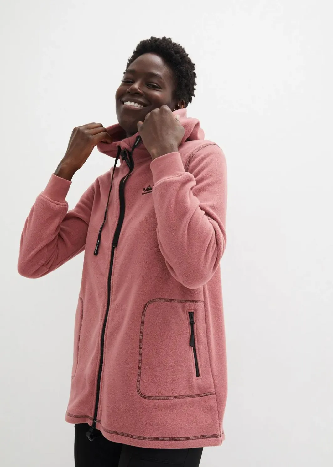 Hot Long-Fleecejacke mit Reißverschluss-Taschen Damen Jacken & Mäntel|Sweat