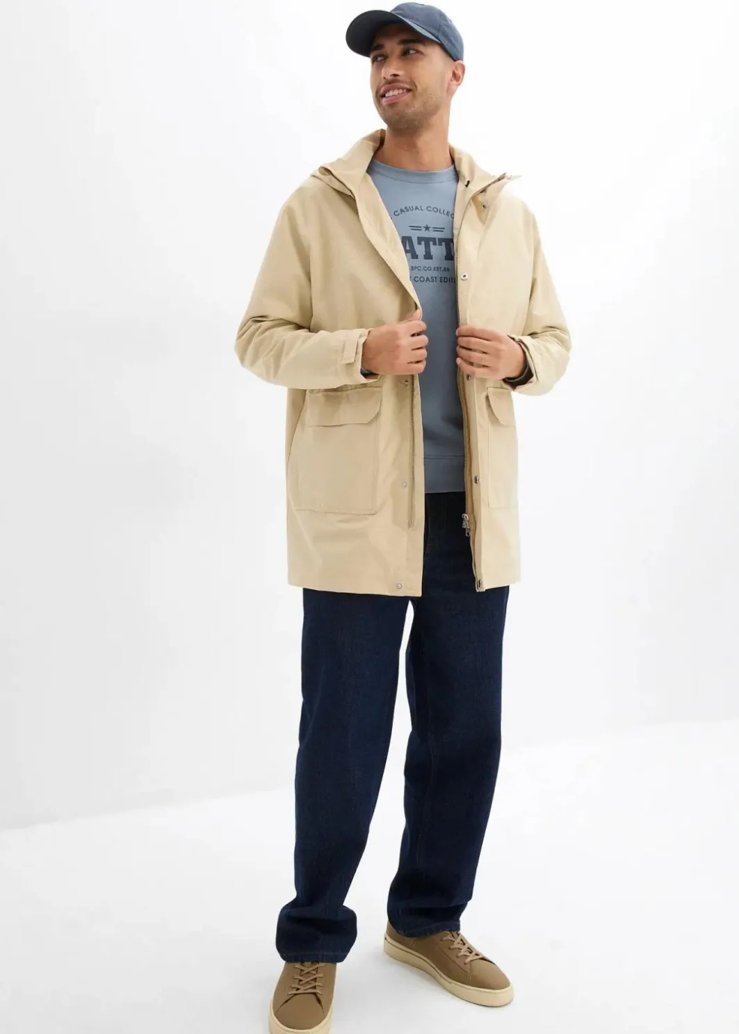 Herren bonprix Große Größen|Jacken & Mäntel|Longjacke, Loose Fit