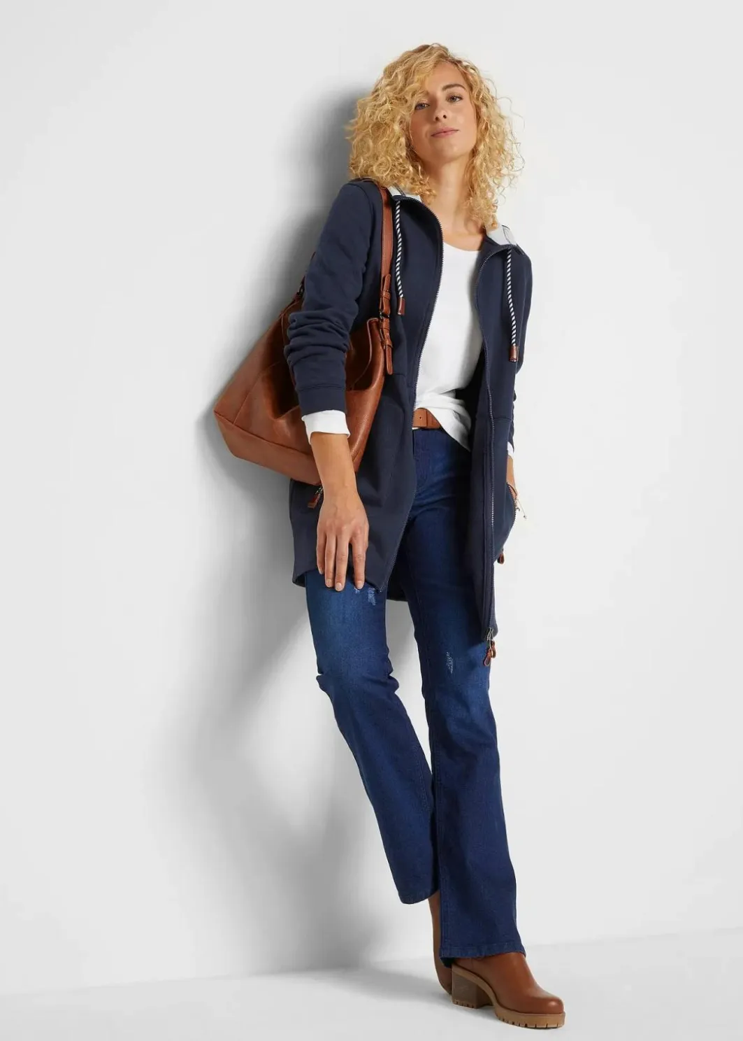 Damen bonprix Bekleidung·Blusen & Tuniken|Sweat|Long-Kapuzen-Sweatjacke