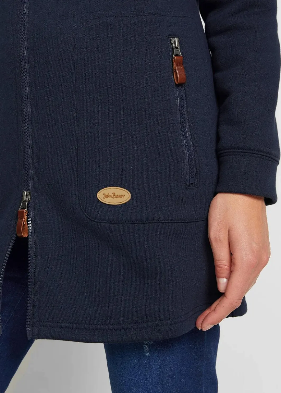 Damen bonprix Bekleidung·Blusen & Tuniken|Sweat|Long-Kapuzen-Sweatjacke