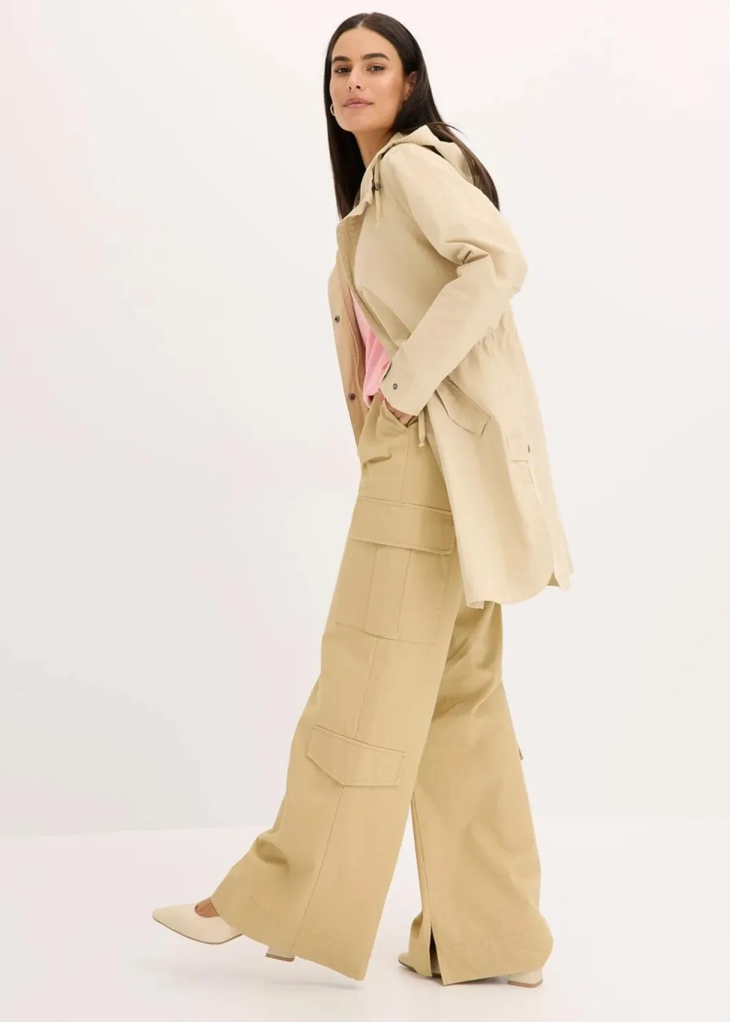 Damen bonprix Jacken & Mäntel|Long-Parka mit Kapuze