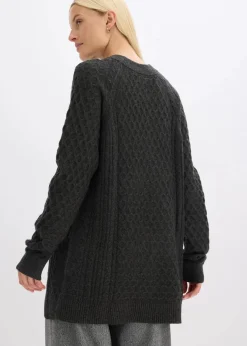 Damen bonprix Pullover & Strickjacken|Strickmode|Longpullover aus fließendem Viskose-Mix