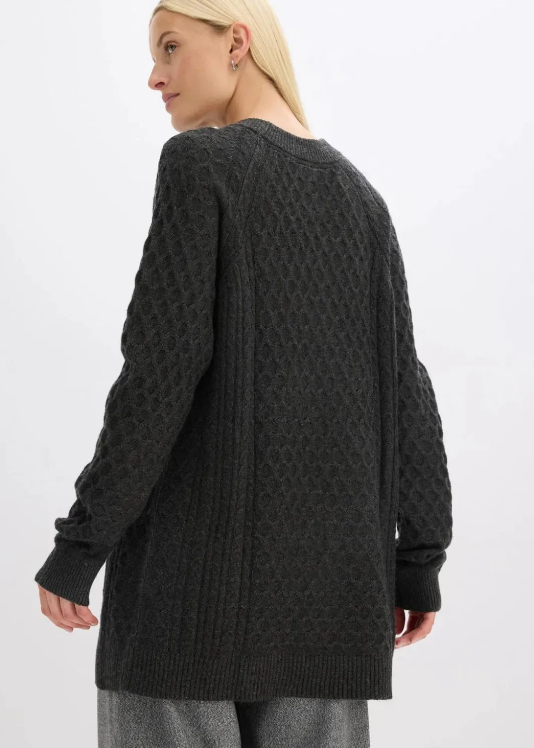 Damen bonprix Pullover & Strickjacken|Strickmode|Longpullover aus fließendem Viskose-Mix
