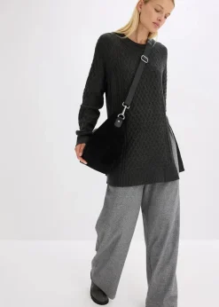 Damen bonprix Pullover & Strickjacken|Strickmode|Longpullover aus fließendem Viskose-Mix