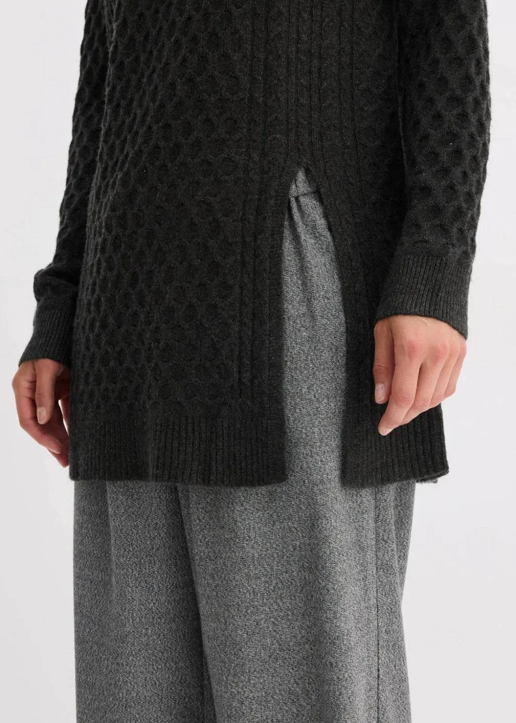 Damen bonprix Pullover & Strickjacken|Strickmode|Longpullover aus fließendem Viskose-Mix