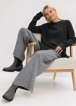 Damen bonprix Pullover & Strickjacken|Strickmode|Longpullover aus fließendem Viskose-Mix