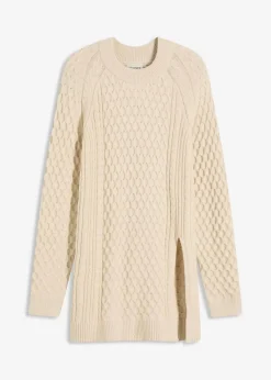 Damen bonprix Strickmode|Pullover & Strickjacken|Longpullover aus fließendem Viskose-Mix