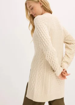 Damen bonprix Strickmode|Pullover & Strickjacken|Longpullover aus fließendem Viskose-Mix