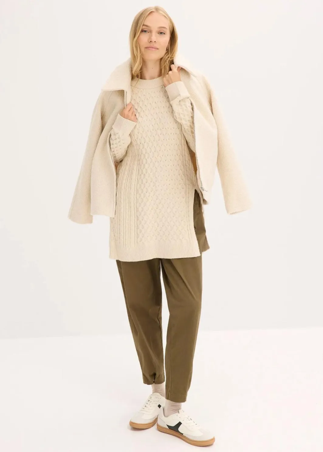 Damen bonprix Strickmode|Pullover & Strickjacken|Longpullover aus fließendem Viskose-Mix