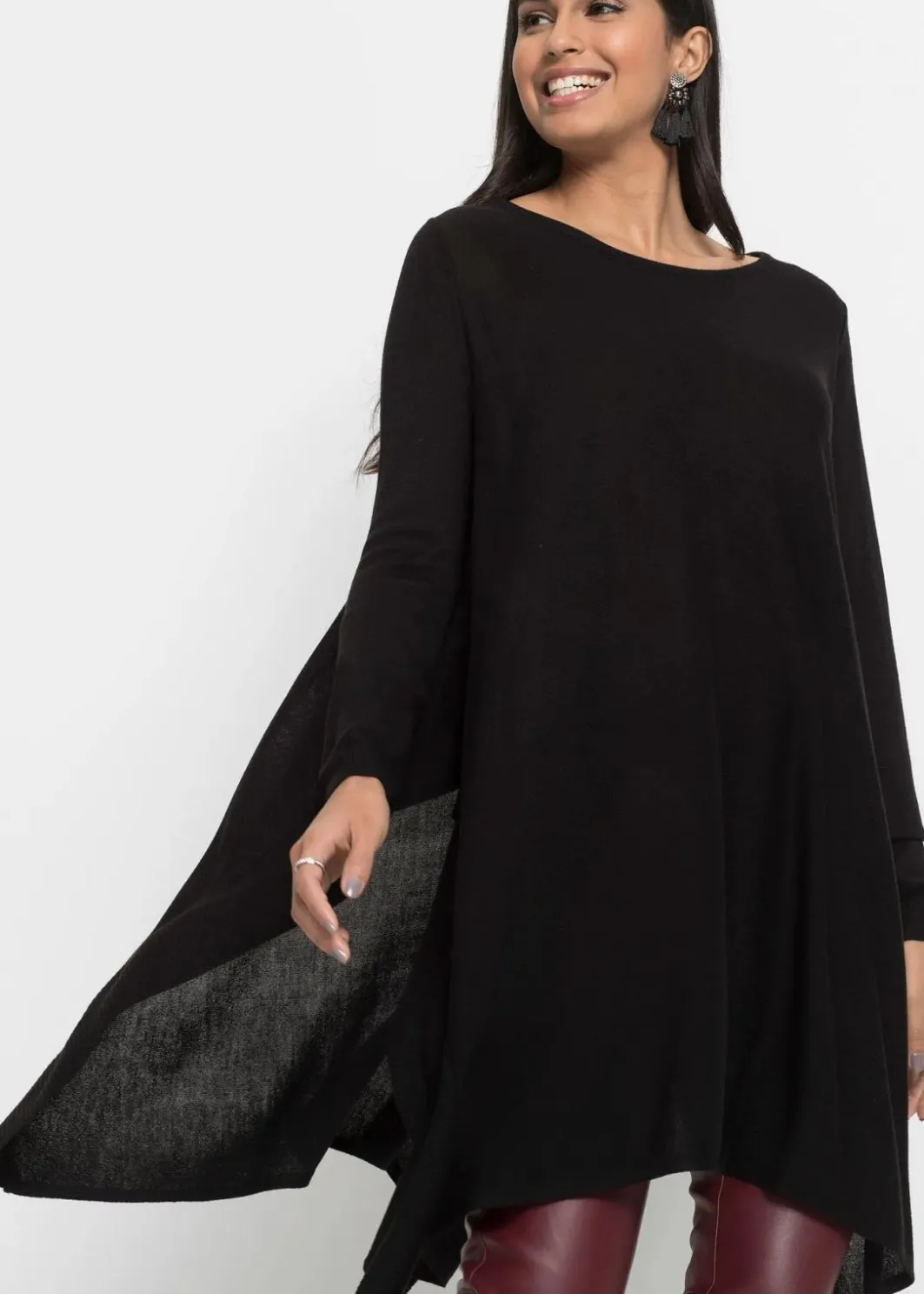 Online Long-Pullover aus Viskose-Mix Damen Bekleidung·Umstandsmode|Strickmode