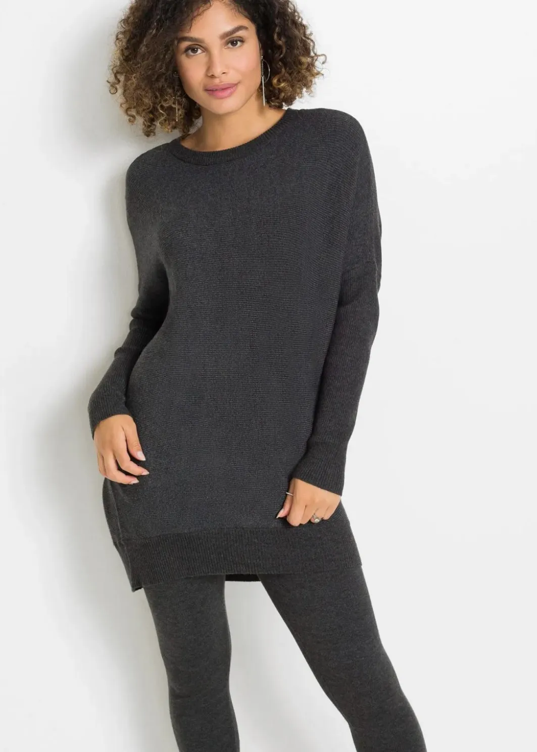 Damen bonprix Strickmode|Pullover & Strickjacken|Long-Pullover aus Viskose-Mix