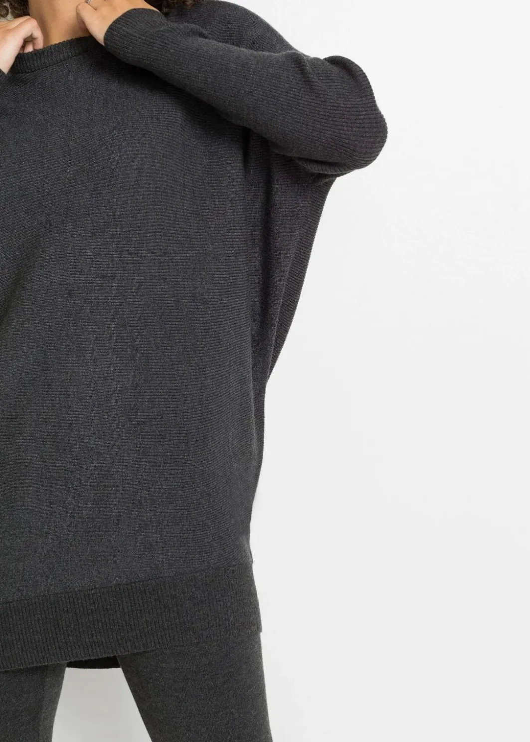Damen bonprix Strickmode|Pullover & Strickjacken|Long-Pullover aus Viskose-Mix