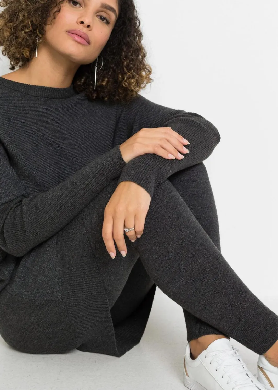 Damen bonprix Strickmode|Pullover & Strickjacken|Long-Pullover aus Viskose-Mix