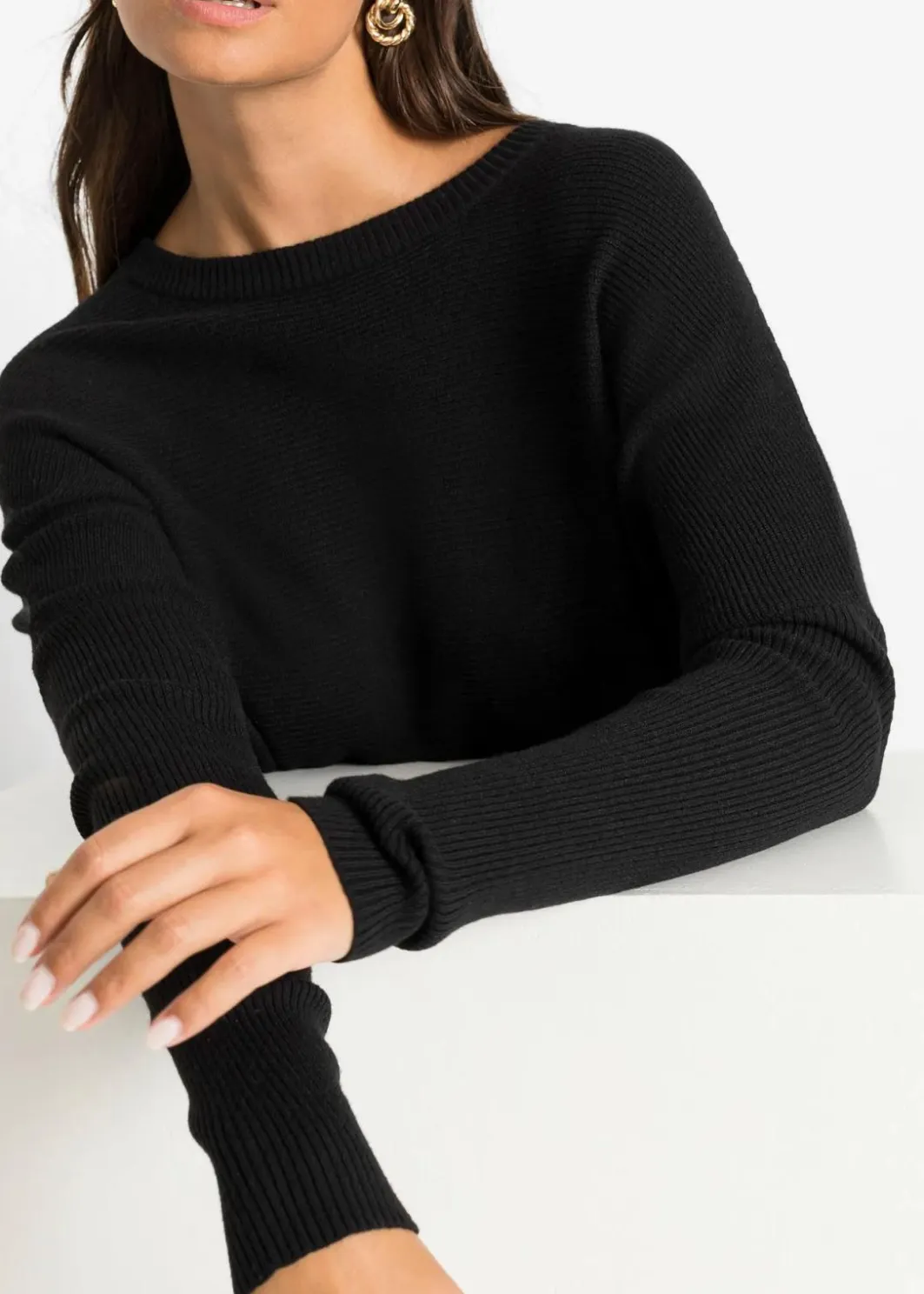 Damen bonprix Strickmode|Pullover & Strickjacken|Long-Pullover aus Viskose-Mix