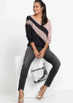 Damen bonprix Bekleidung·Umstandsmode|Bekleidung·Jeans|Longpullover mit Applikation