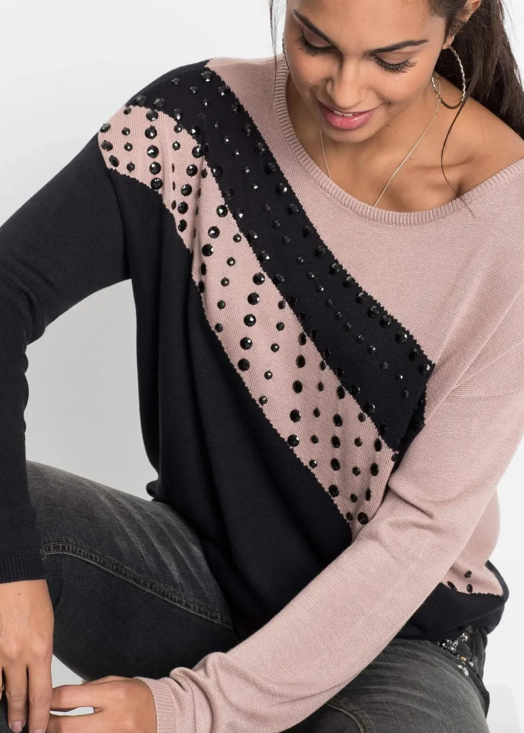 Damen bonprix Bekleidung·Umstandsmode|Bekleidung·Jeans|Longpullover mit Applikation